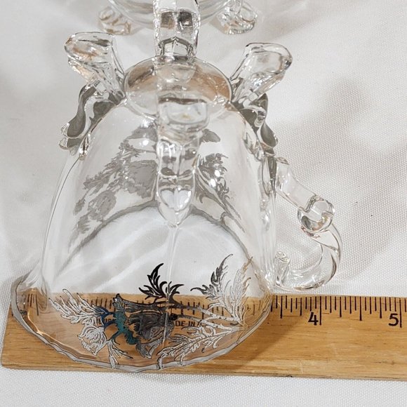 Viking Glass Silver City Flanders Creamer and Sugar 4 toed poppy silver overlay - Picture 11 of 12